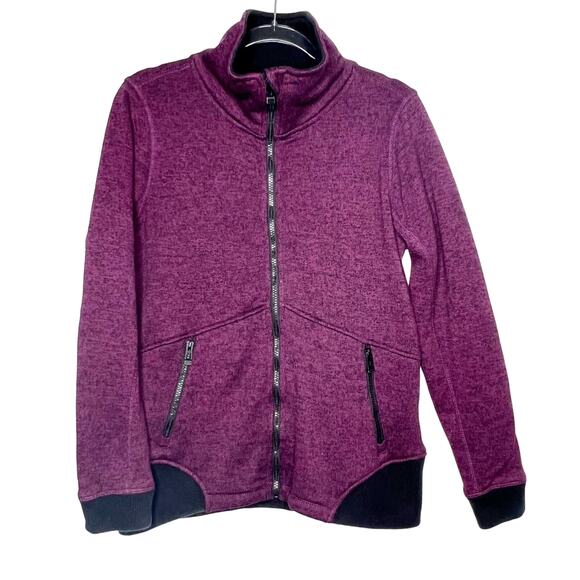 CALVIN KLEIN Performance Zip Up Fleece Jacket Quick Dry Purple Black Size Medium - Picture 1 of 8
